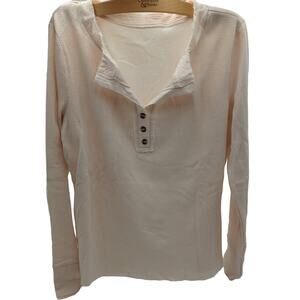 No Brand XL Light Pink Waffle Henley Long Sleeve Sweater